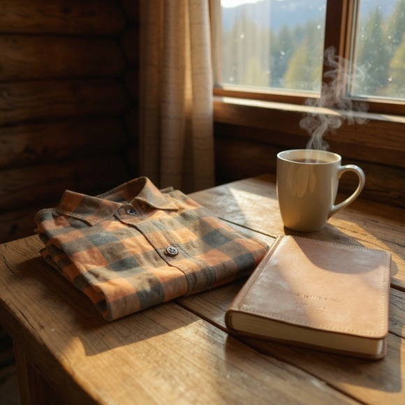 Orvis Orange and Gray Checkered Shirt - Picture 1 of 2